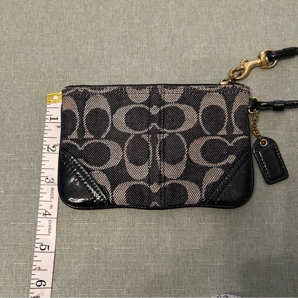 Coach Navy and Gray Signature Wristlet